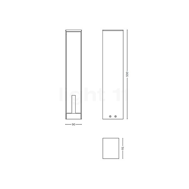 IP44.DE Jack, columna hembra antracita - alzado con dimensiones