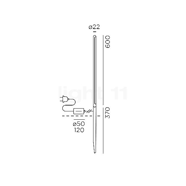 IP44.DE Kal Bollard Light LED black - 60 cm sketch