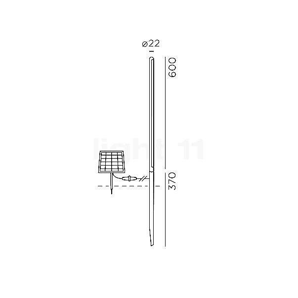 IP44.DE Kal Pollerleuchte LED mit Solar schwarz - 60 cm Skizze