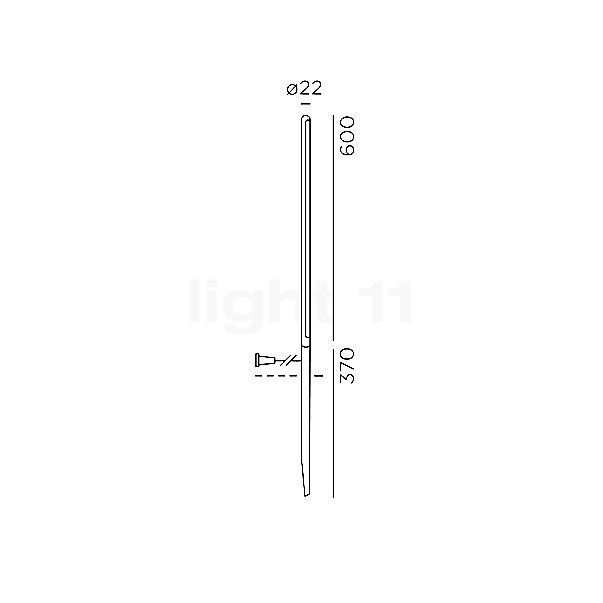 IP44.DE Kal Solar Join, sobremuro LED negro - 60 cm - alzado con dimensiones