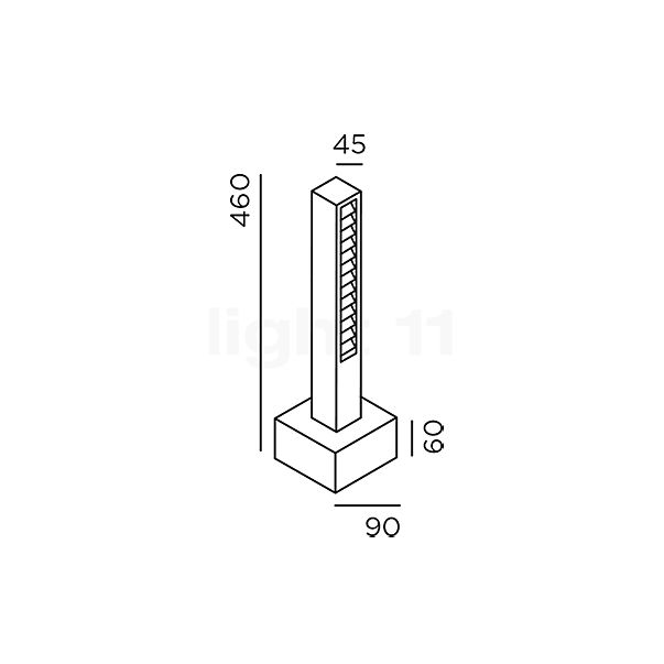 IP44.DE Lin Sockelleuchte LED anthrazit - mit fuß - ohne stecker Skizze