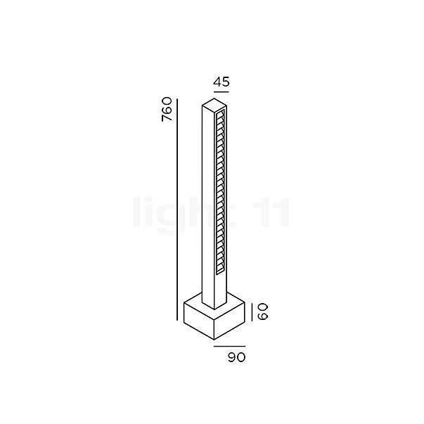 IP44.DE Lin, sobremuro LED negro - con pie - sin enchufe - alzado con dimensiones