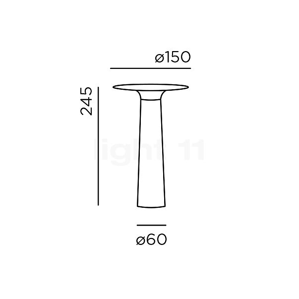 IP44.DE Lix Lampe rechargeable LED doré - vue en coupe