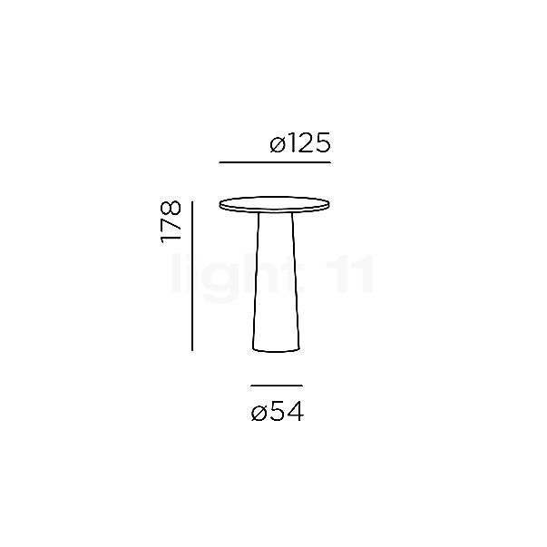 IP44.DE Lix Mini, lámpara recargable LED plateado - alzado con dimensiones