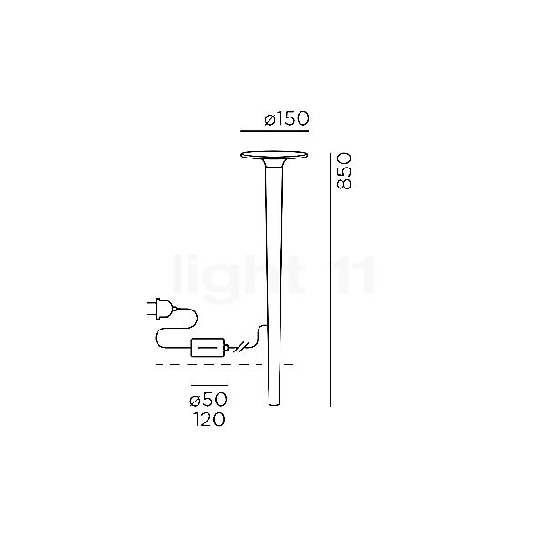 IP44.DE Lix Spike Bollard Light LED brown sketch