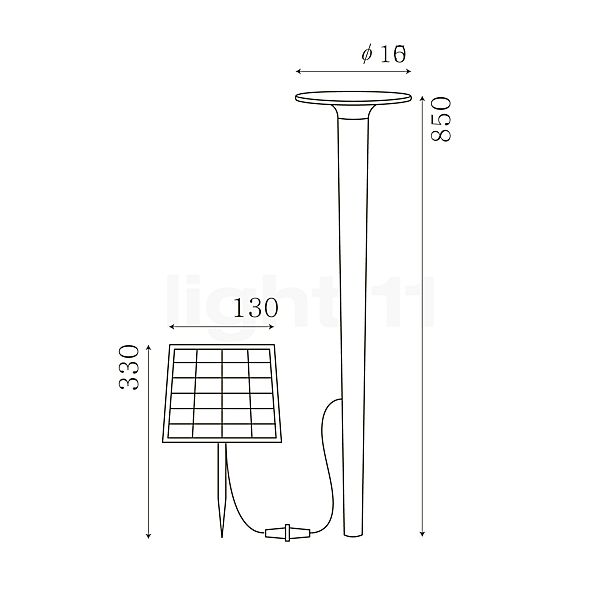 IP44.DE Lix Spike Luce solare LED antracite - vista in sezione