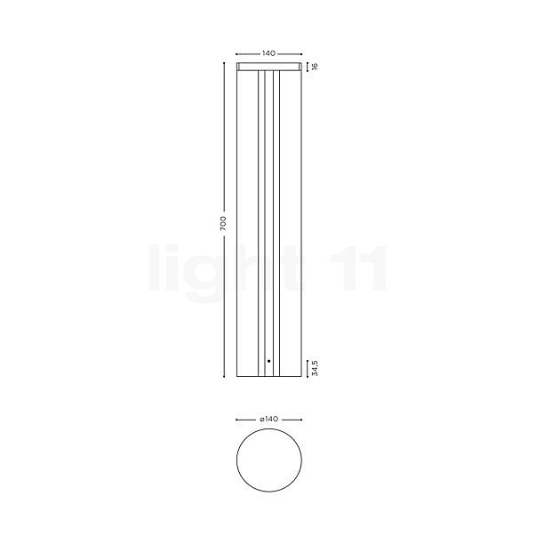 IP44.DE Mir R Bolderarmatuur LED antraciet schets