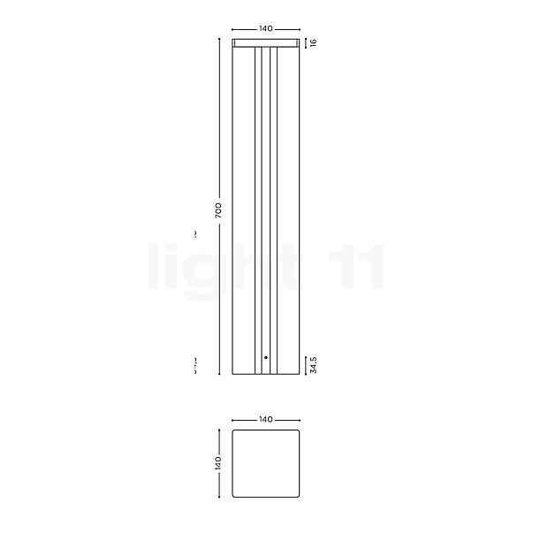 IP44.DE Mir X Bolderarmatuur LED antraciet schets