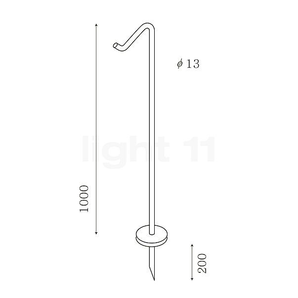 IP44.DE Pie para Qu lámpara recargables LED negro - alzado con dimensiones