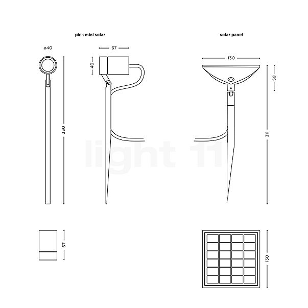 IP44.DE Piek Mini Solar Light with Ground Spike anthracite sketch