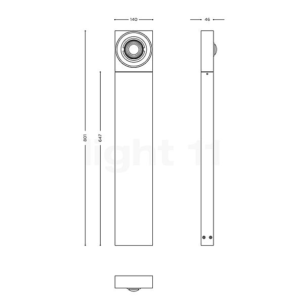 IP44.DE Pip Pollerleuchte LED anthrazit Skizze