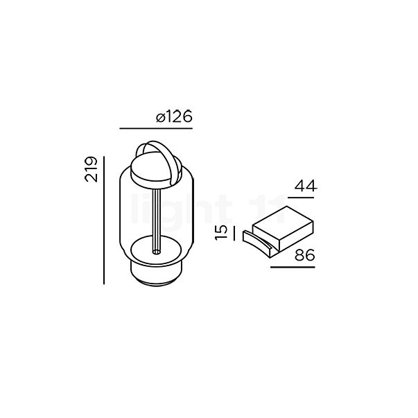 IP44.DE Qu Applique LED avec batterie rechargeable noir - vue en coupe