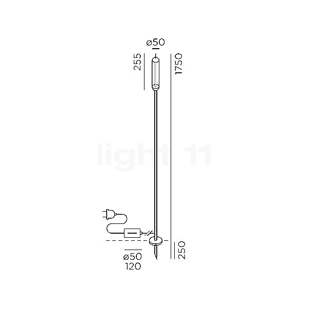 IP44.DE Reed Bolderarmatuur LED zwart - 175 cm schets