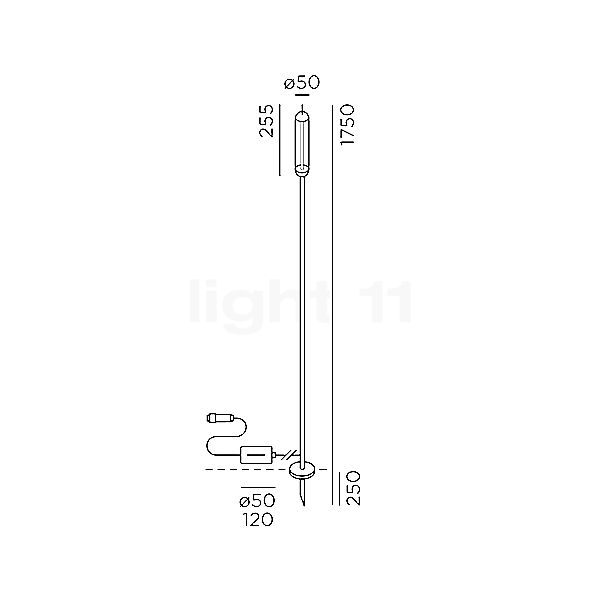 IP44.DE Reed Connect Bolderarmatuur LED zwart - 175 cm schets