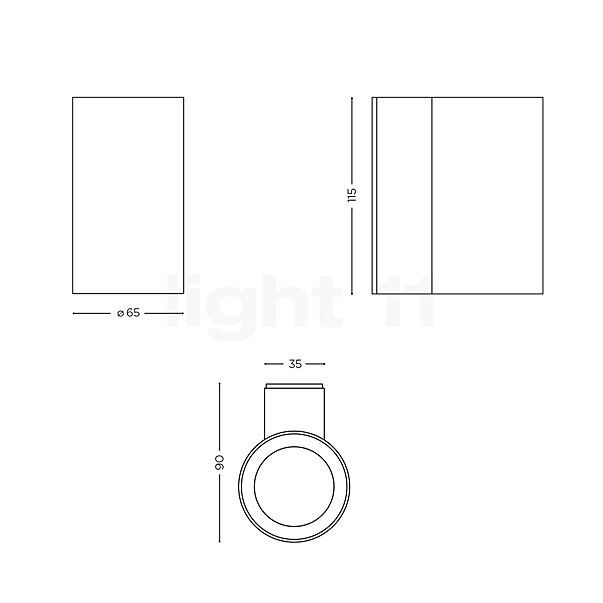 IP44.DE Scap One Applique LED anthracite - vue en coupe