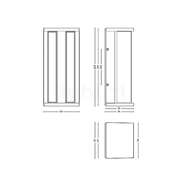 IP44.DE Slat Lampada da parete/soffitto LED antracite - vista in sezione