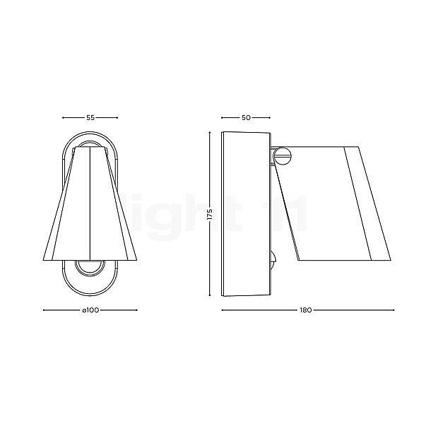 IP44.DE Stic Applique LED avec détecteur de mouvements anthracite - vue en coupe