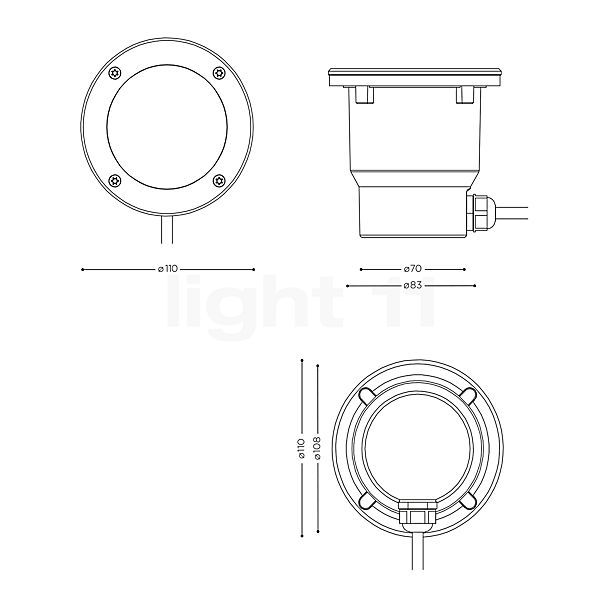 IP44.de In A Connect recessed Floor Light LED stainless steel sketch
