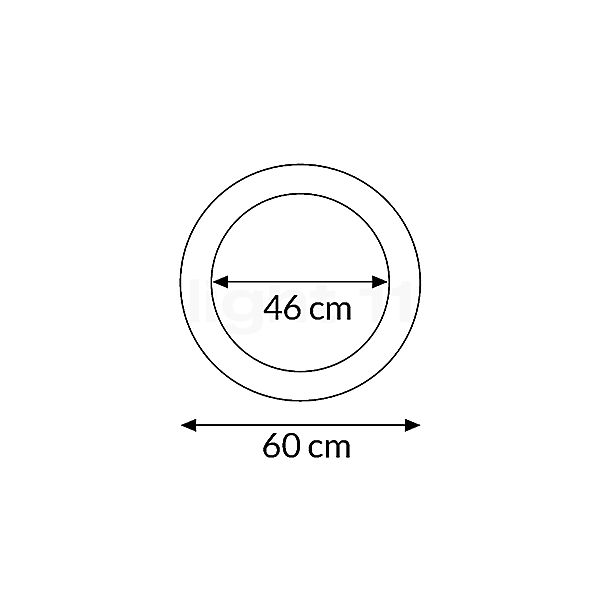 Ingo Maurer Moodmoon LED RGB - circular - 60 cm - alzado con dimensiones