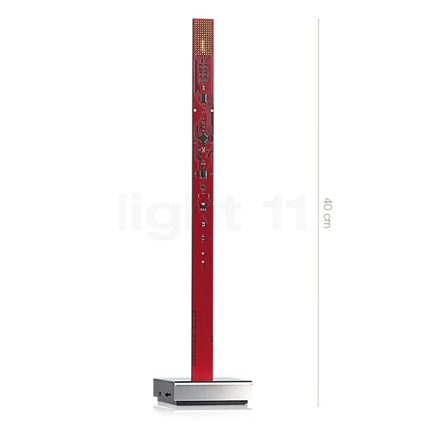 De afmetingen van de Ingo Maurer My New Flame USB Version rood in detail: hoogte, breedte, diepte en diameter van de afzonderlijke onderdelen.