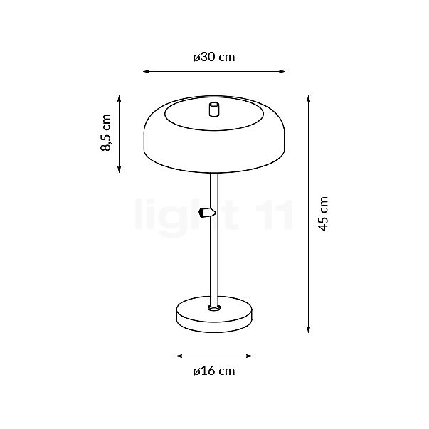 It's about RoMi Porto Lampe de table gris clair - H.45 cm - vue en coupe