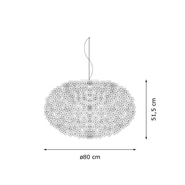 Kartell Big Bloom, lámpara de suspensión translúcido - alzado con dimensiones