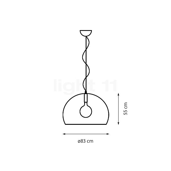 Kartell Big FL/Y, lámpara de suspensión blanco brillo - alzado con dimensiones