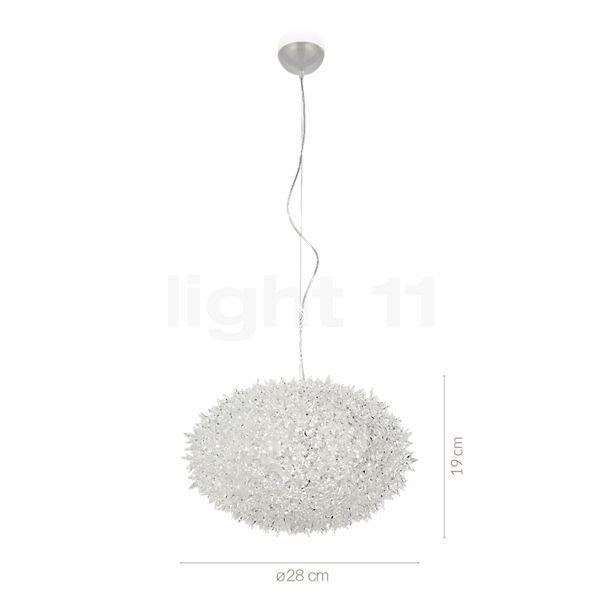 De afmetingen van de Kartell Bloom Small Hanglamp koper in detail: hoogte, breedte, diepte en diameter van de afzonderlijke onderdelen.