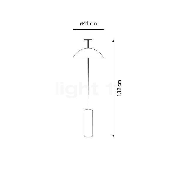 Kartell Geen-A, lámpara de pie rojo ladrillo - alzado con dimensiones