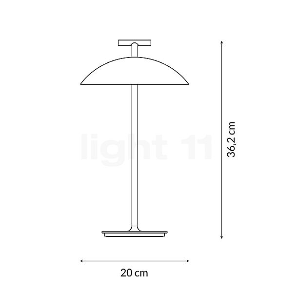 Kartell Mini Geen-A, lámpara recargables LED rojo ladrillo - alzado con dimensiones