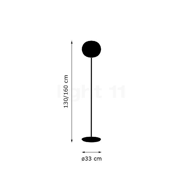 Kartell Planet, lámpara de pie LED ahumado, 160 cm - alzado con dimensiones