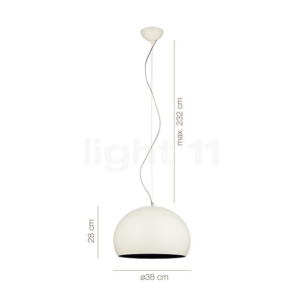 Dimensions du luminaire Kartell Small FL/Y Suspension cristal clair en détail - hauteur, largeur, profondeur et diamètre de chaque composant.