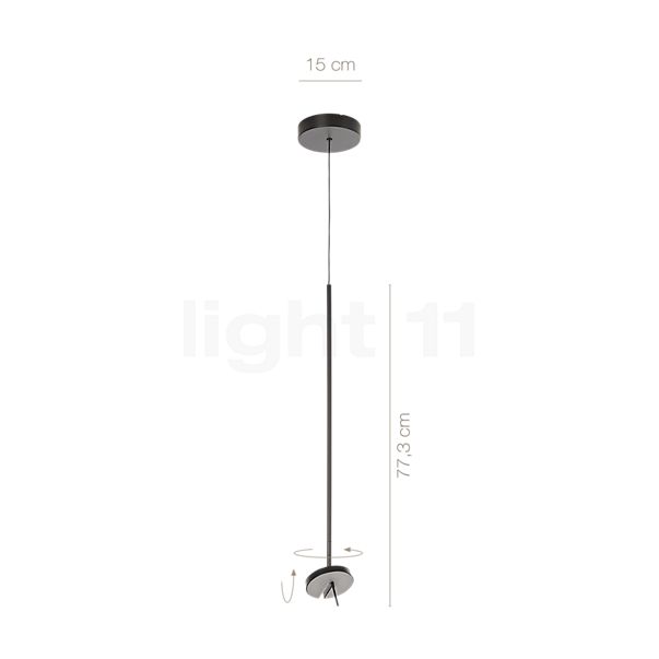 Die Abmessungen der LEDS C4 Invisible Pendelleuchte LED schwarz , Auslaufartikel im Detail: Höhe, Breite, Tiefe und Durchmesser der einzelnen Bestandteile.