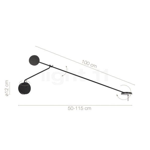 Målene for LEDS-C4 Invisible Væglampe LED sort , udgående vare: De enkelte komponenters højde, bredde, dybde og diameter.