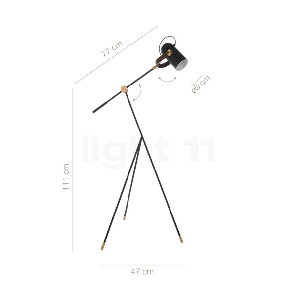 Dati tecnici del/della Le Klint Carronade Lampada da terra Low nero in dettaglio: altezza, larghezza, profondità e diametro dei singoli componenti.