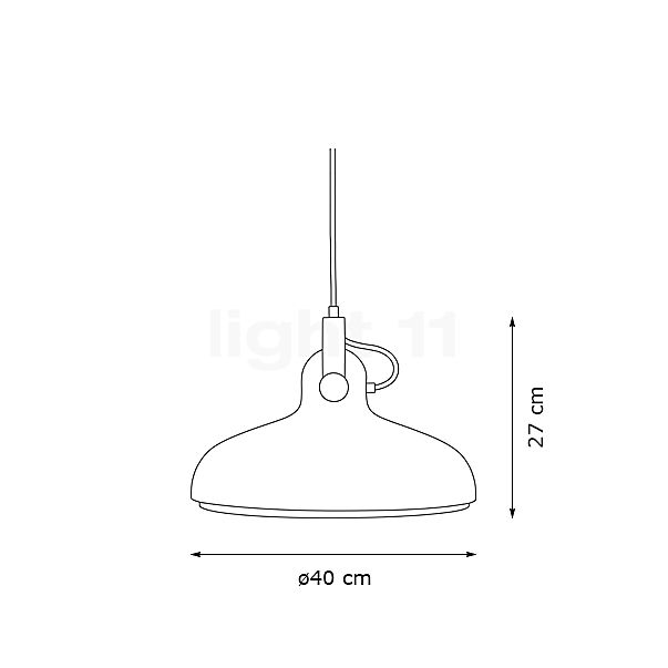 Le Klint Carronade Large, lámpara de suspensión arena - alzado con dimensiones