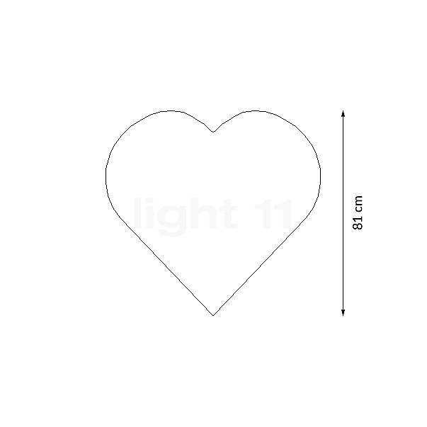 Le Klint Heart, lámpara de suspensión 81 cm - alzado con dimensiones