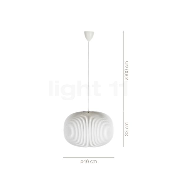 Dimensions du luminaire Le Klint Lamella 1 blanc/argenté en détail - hauteur, largeur, profondeur et diamètre de chaque composant.