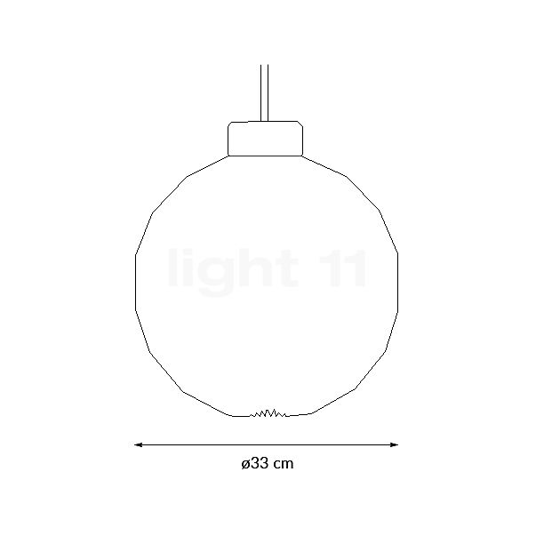 Le Klint Model 180, lámpara de suspensión roble brillante - plástico - 33 cm - alzado con dimensiones