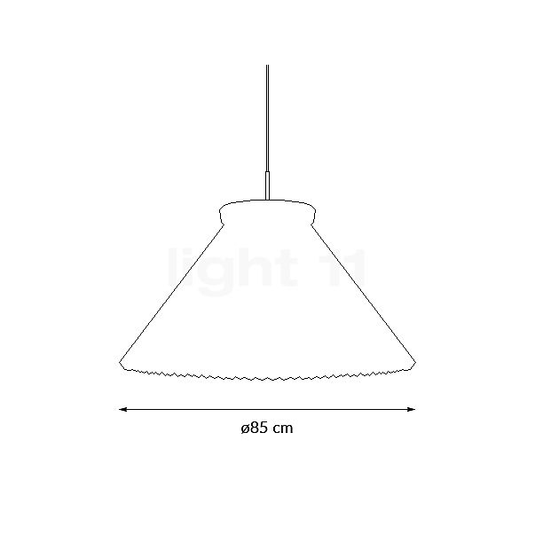 Le Klint Model 1, lámpara de suspensión pantalla de papel - 85 cm - alzado con dimensiones