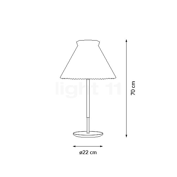 Le Klint Model 328 Lampe de table chêne - laiton - vue en coupe