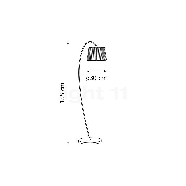 Le Klint Snowdrop, lámpara de pie pantalla de papel, blanco - alzado con dimensiones