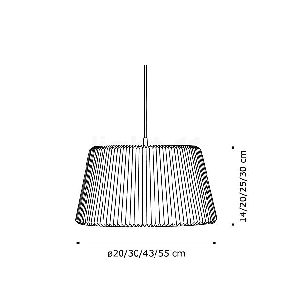 Le Klint Snowdrop, lámpara de suspensión pantalla de plástico, blanco, ø20 cm - alzado con dimensiones
