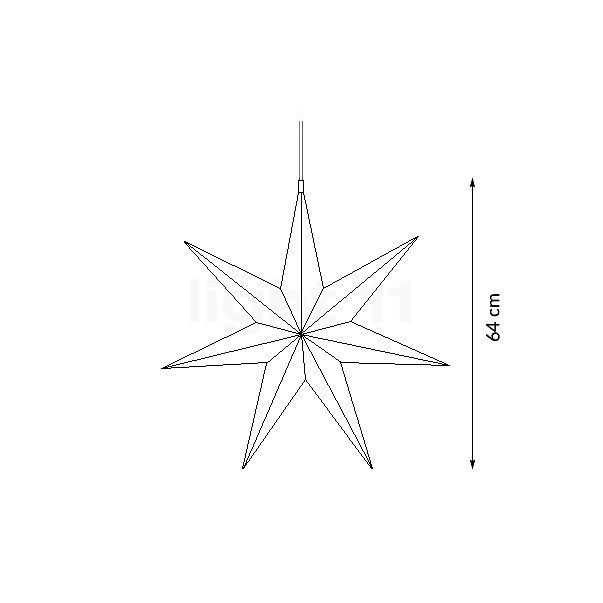 Le Klint Twinkle Star, lámpara de suspensión 64 cm - alzado con dimensiones