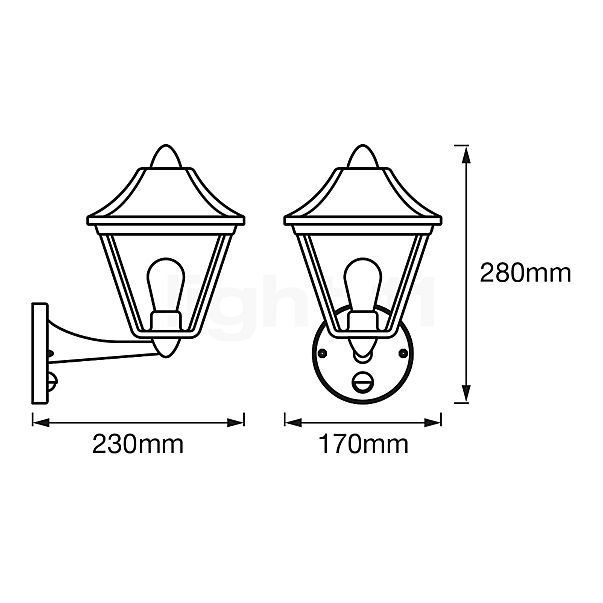 Ledvance Endura Classic Wall Lantern with Motion Detector gold, up , Warehouse sale, as new, original packaging sketch