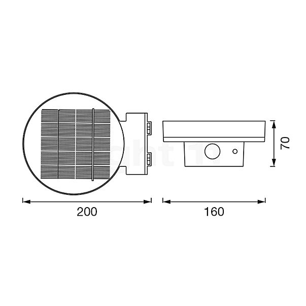 Ledvance Endura Solar Applique LED noir , Vente d'entrepôt, neuf, emballage d'origine - vue en coupe