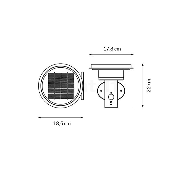 Ledvance Endura Solar, lámpara de pared Double LED acero inoxidable - alzado con dimensiones