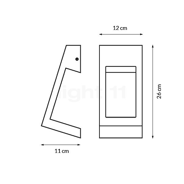 Ledvance Endura Style Edge, lámpara de pared LED acero inoxidable - alzado con dimensiones