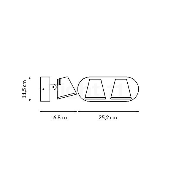 Ledvance Endura Style Spot LED grigio, 2 fuochi - vista in sezione