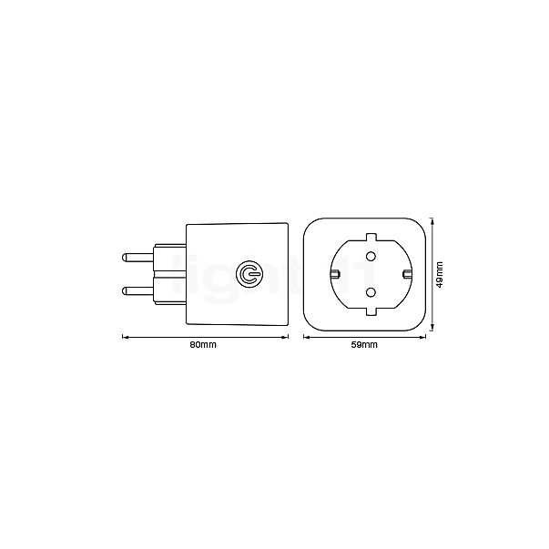 Ledvance Smart Plug toma de corriente con WiFi blanco , Venta de almacén, nuevo, embalaje original - alzado con dimensiones